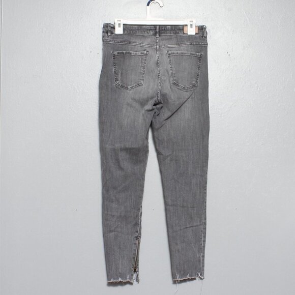 Zara basic gray distressed denim raw hem skinny jeans - Picture 2 of 4